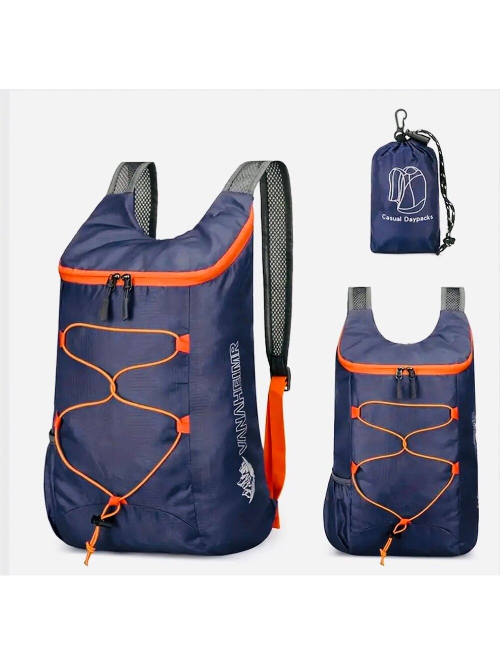 New - Lightweight - Multifunctional Backpack - Blue /Orange